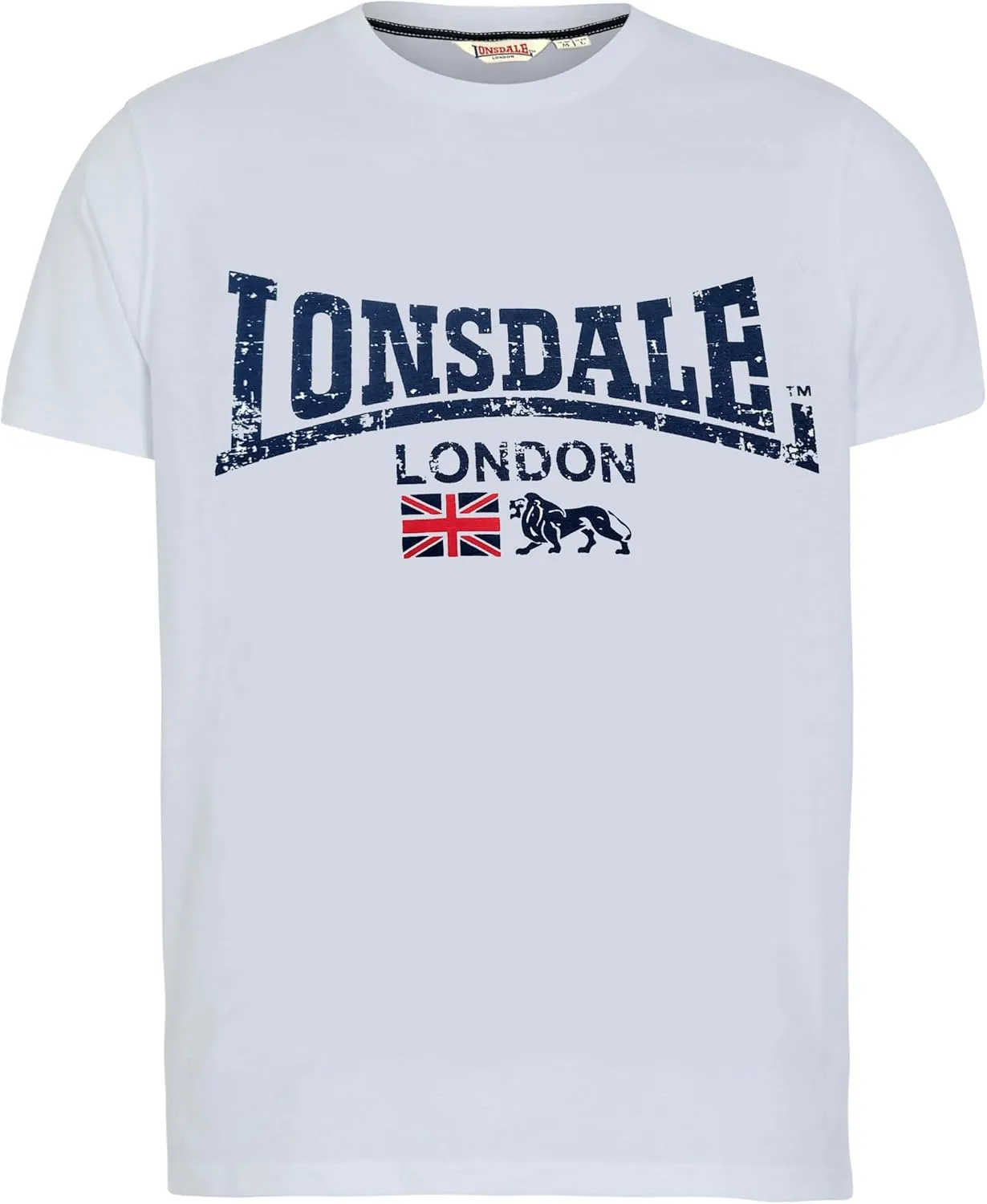 Lonsdale Mens Twin Pack Black & White T-Shirt with Lion and Union Jack Logo Pack of 2