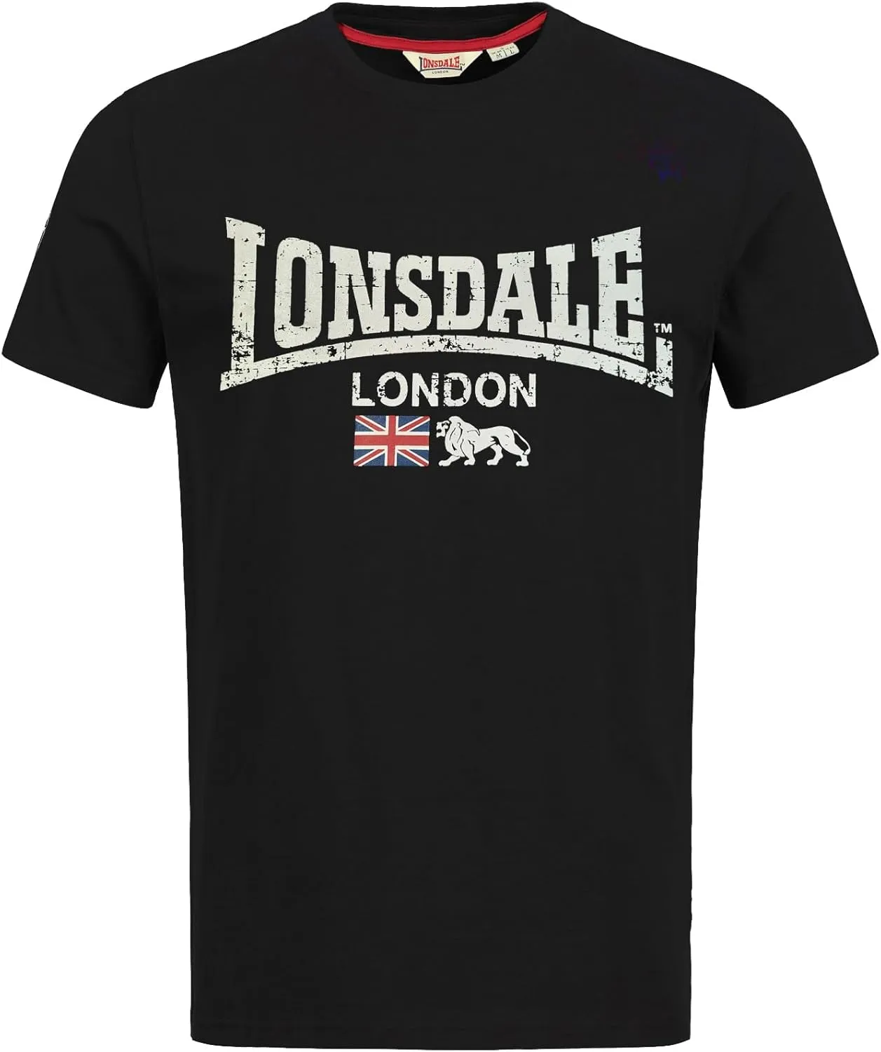 Lonsdale Mens Twin Pack Black & White T-Shirt with Lion and Union Jack Logo Pack of 2