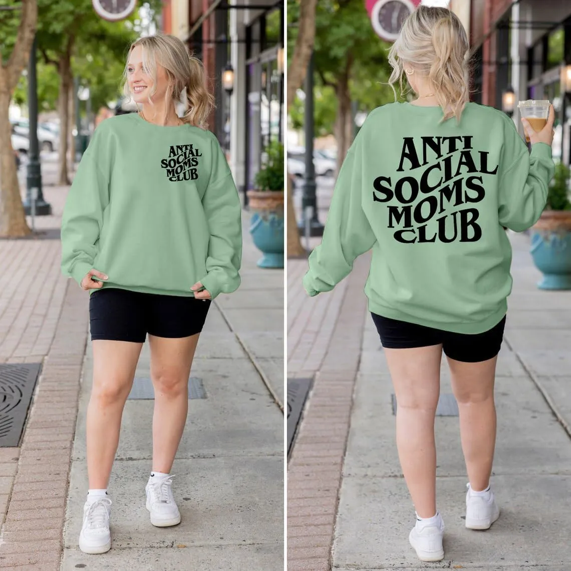 LOTUCY Crewneck Mama Sweatshirt Women Round Neck Casual Oversized Pullover Hoodies Long Sleeve Blouse Tops