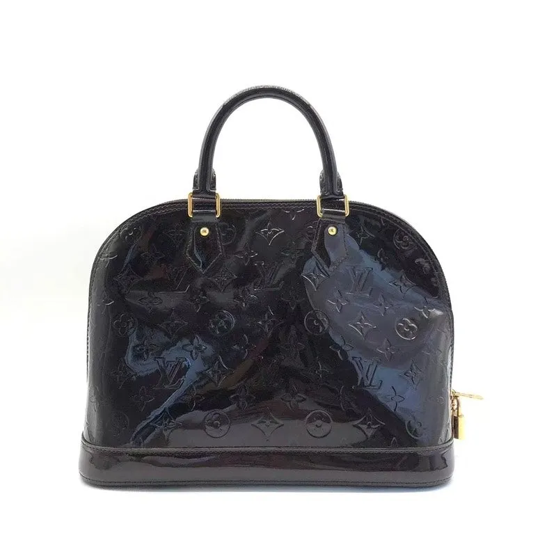 Louis Vuitton Alma Patent Leather Bag Black