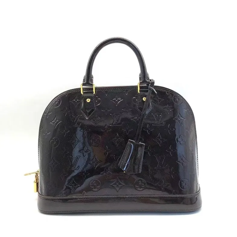 Louis Vuitton Alma Patent Leather Bag Black