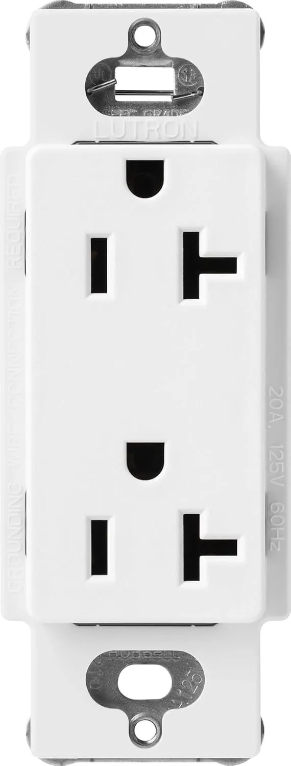 Lutron SCR-20-SW Satin Colors 20-Amp Receptacle, Snow