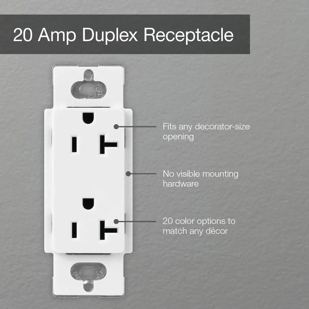 Lutron SCR-20-SW Satin Colors 20-Amp Receptacle, Snow
