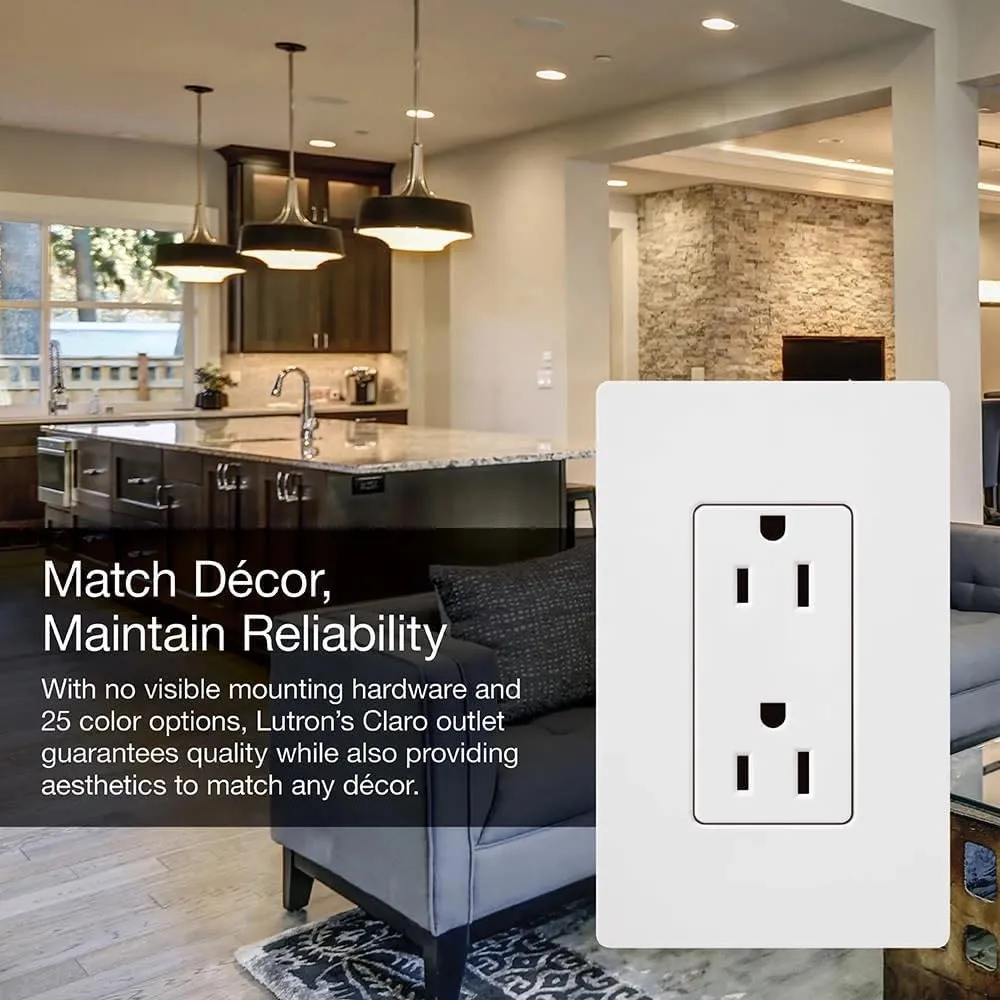 Lutron SCR-20-SW Satin Colors 20-Amp Receptacle, Snow