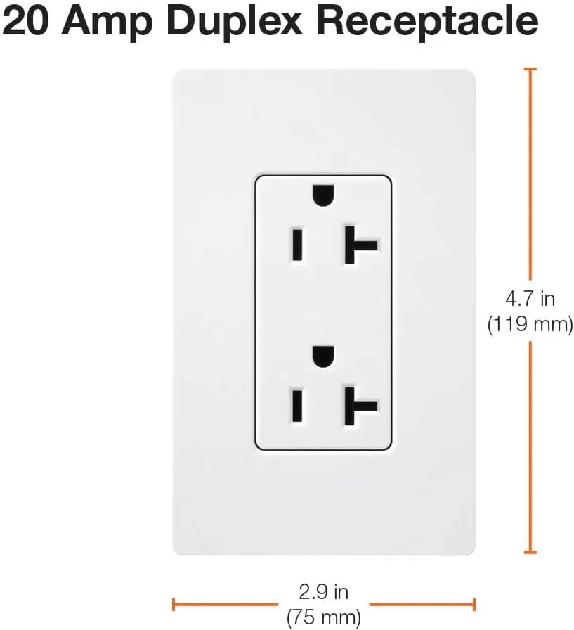 Lutron SCR-20-SW Satin Colors 20-Amp Receptacle, Snow
