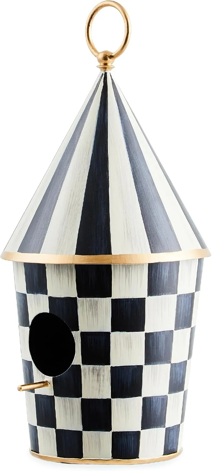 MACKENZIE-CHILDS Courtly Birdhouse, Decorative Black-and-White Metal Birdhouse