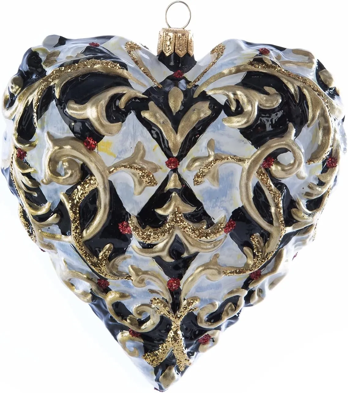 MacKenzie-Childs Glass Ornament - Golden Hour Filigree Heart