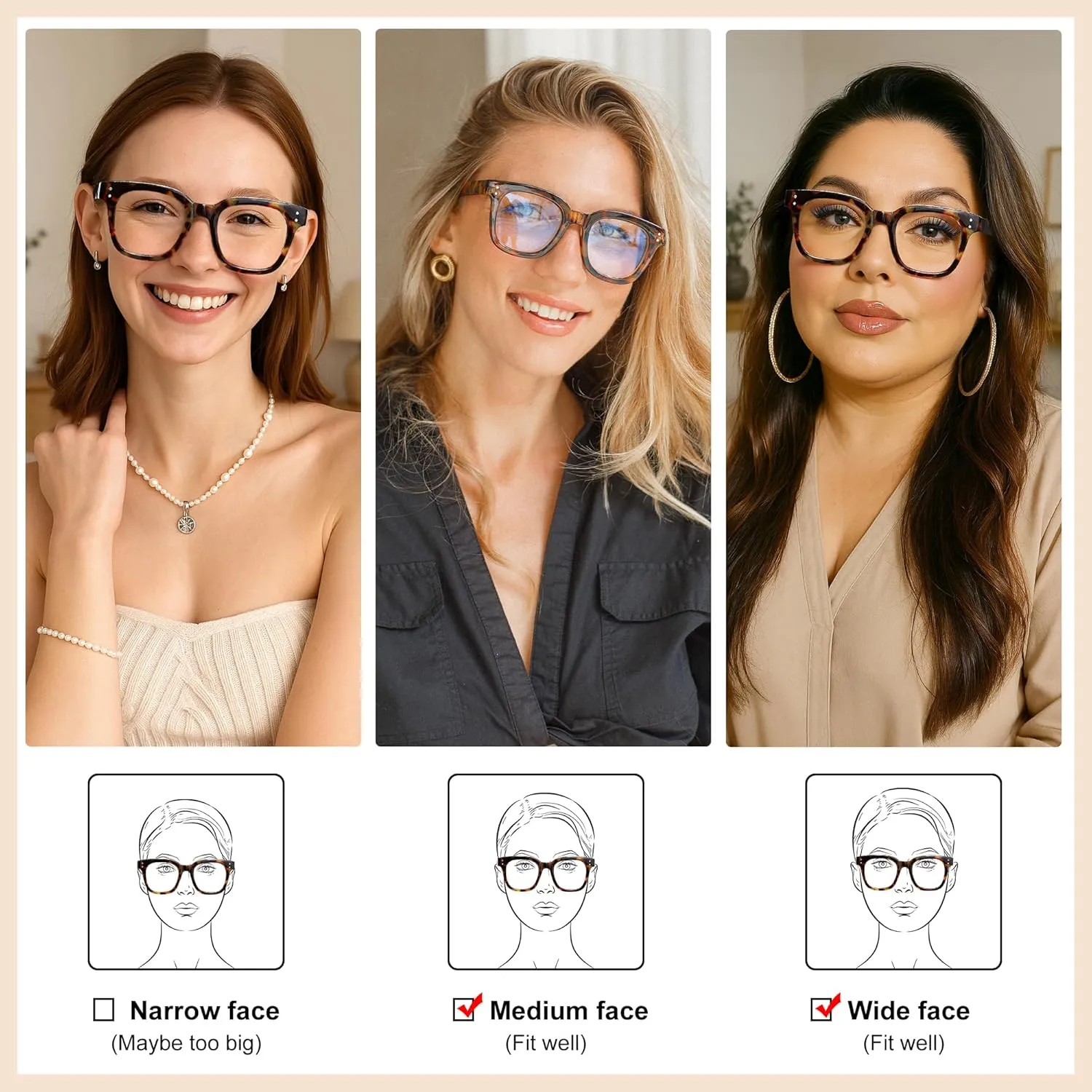 Madison Avenue Blue Light Blocking Glasses Oversized Fashion Blue Light Glasses for Women Anti Eyestrain & UV Protection Computer Eyeglasses (Clear)