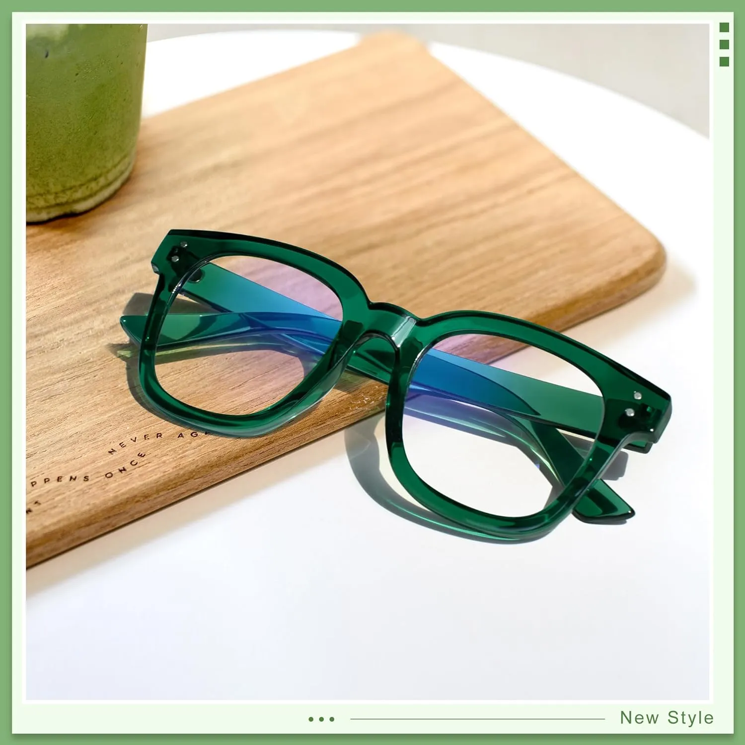 Madison Avenue Blue Light Blocking Glasses Oversized Fashion Blue Light Glasses for Women Anti Eyestrain & UV Protection Computer Eyeglasses (Green)