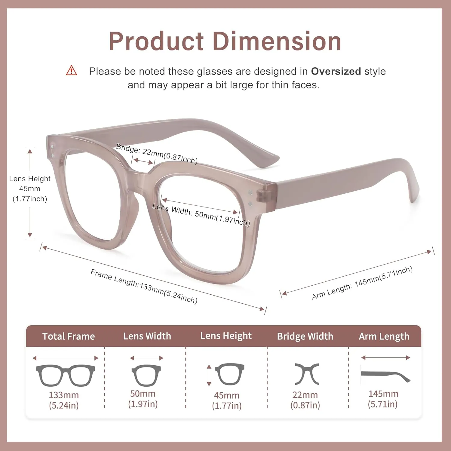 Madison Avenue Blue Light Blocking Glasses Oversized Fashion Blue Light Glasses for Women Anti Eyestrain & UV Protection Computer Eyeglasses (Milk Grey Brown)