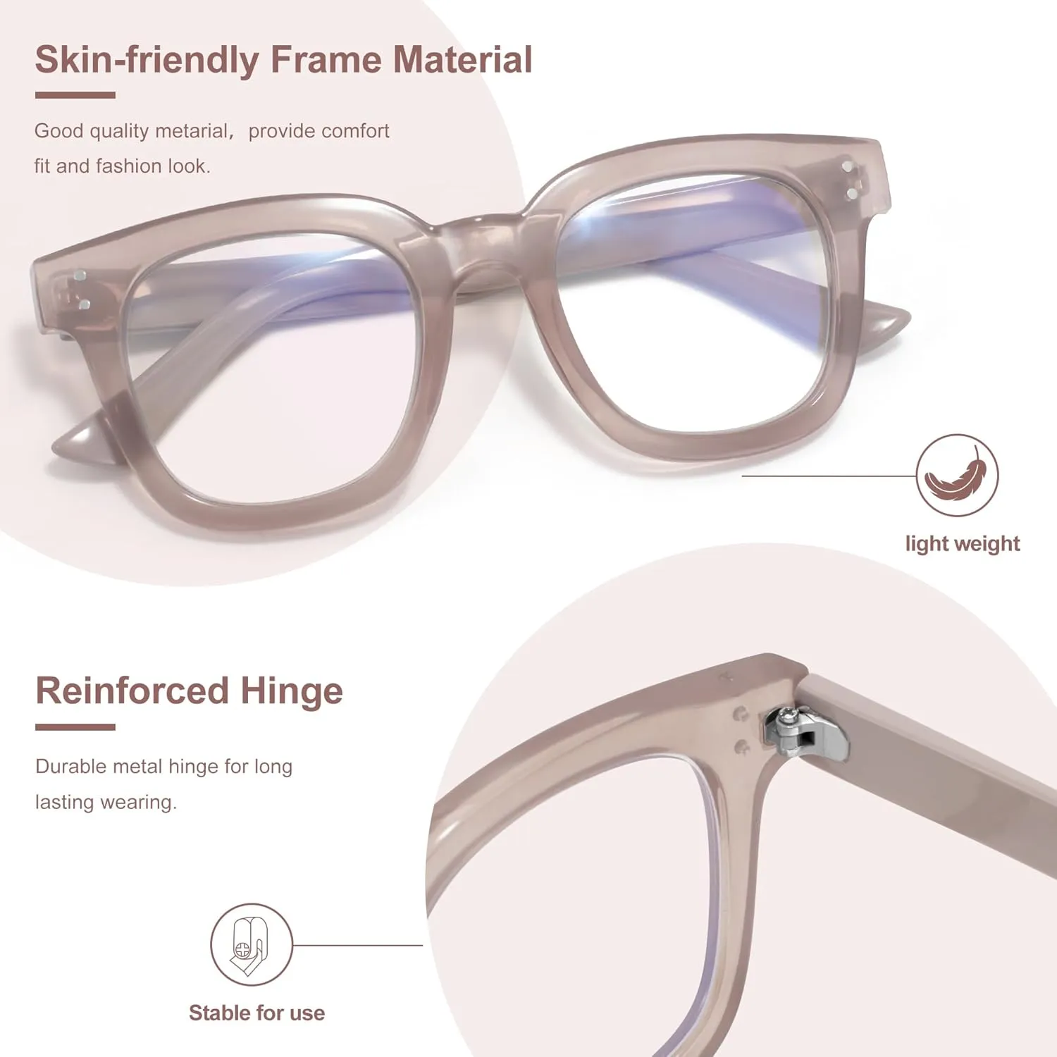Madison Avenue Blue Light Blocking Glasses Oversized Fashion Blue Light Glasses for Women Anti Eyestrain & UV Protection Computer Eyeglasses (Milk Grey Brown)