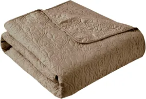 Madison Park Quebec Oversized Quilted Throw in Khaki Finish MP50-2984, 60"x70"