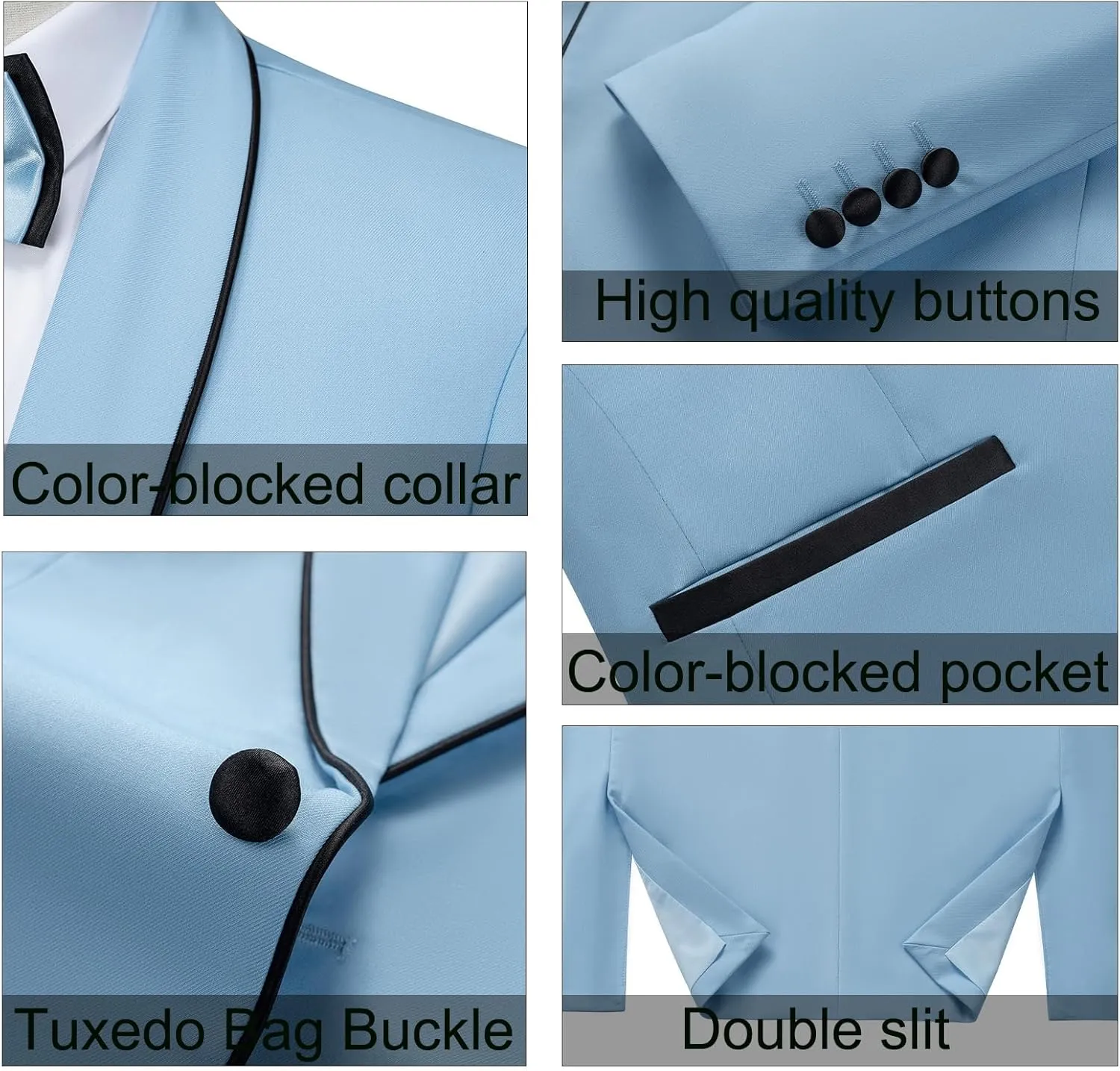 MAGE MALE Mens 2 Pieces Tuxedo Shawl Lapel Slim Fit One Button Color Clashing Design Suit Wedding Blazer Jacket and Pants Set