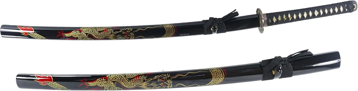 Makoto Hand Forged Razor Sharp 41" Black Samurai Katana Sword - Hand Painted High Gloss Black Scabbard