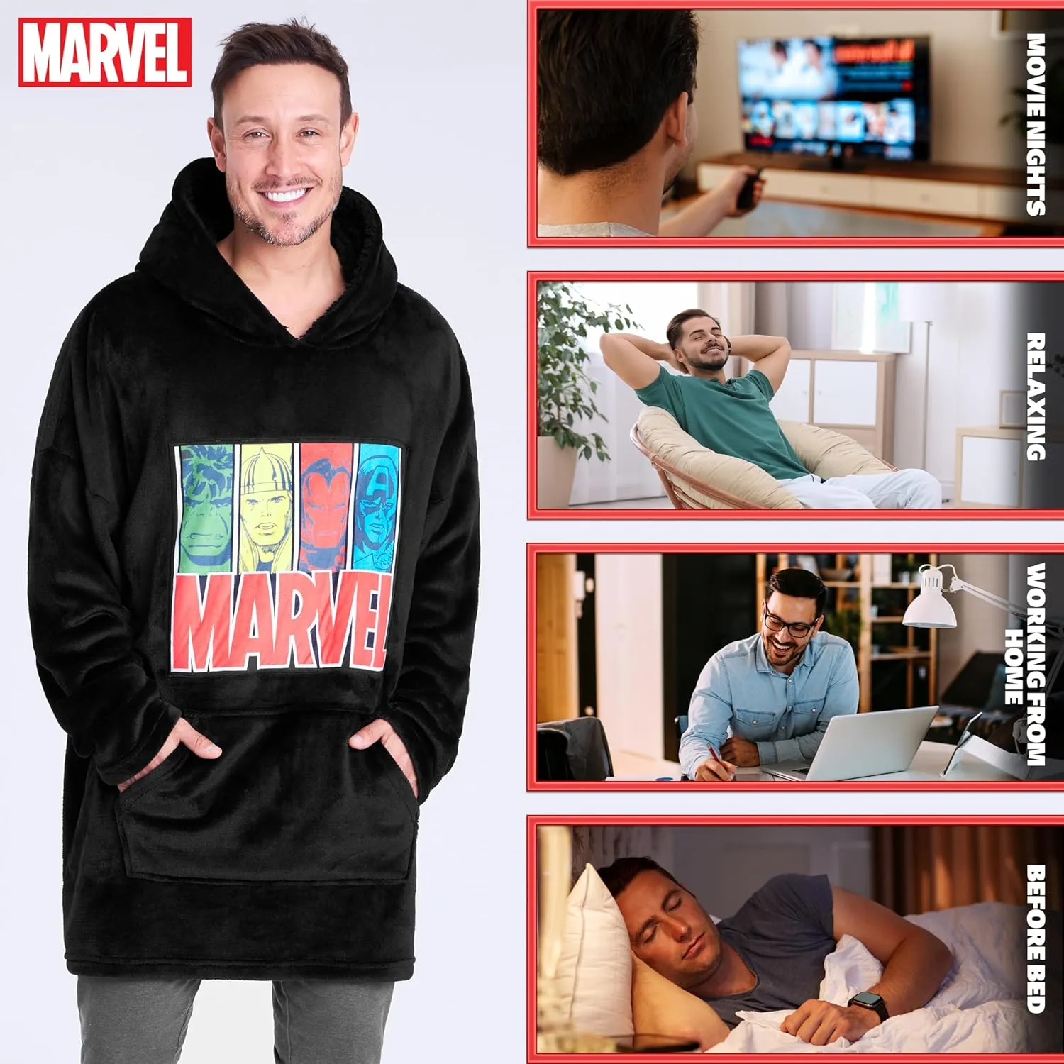 Marvel Blanket Hoodie,Soft and Comfortable Oversized Hoodie for Men and Women,Trendy Wearable Blanket Adults & Teens Can Wear