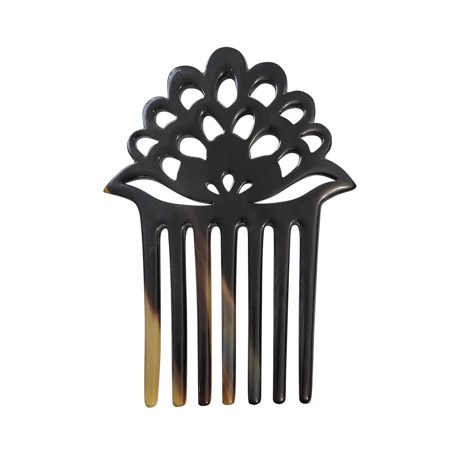 Marycrafts Lotus Flower Buffalo Horn 7 Prongs Hair Fork, Hair Side Comb, Hair Pin, Hair Accessory (MultiColor)