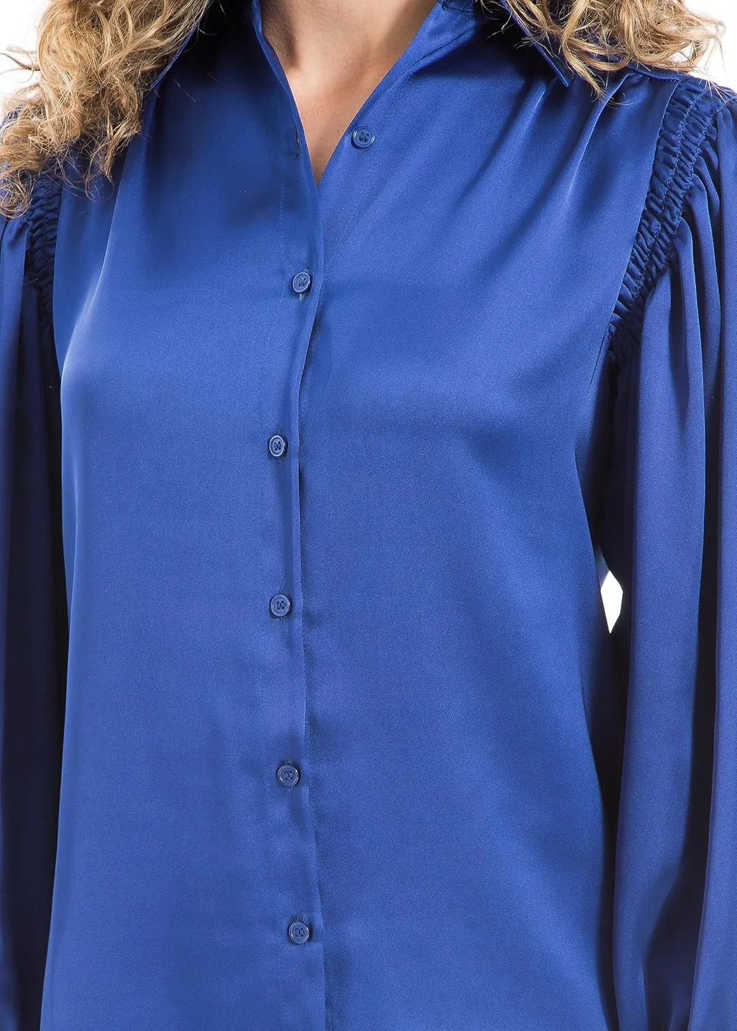 Max Studio Women's Satin Long Sleeve Button Blouse