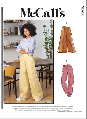McCall's Misses' Cargo Pants Sewing Pattern Kit, Code M8206, Sizes 6-8-10-12-14, Multicolor