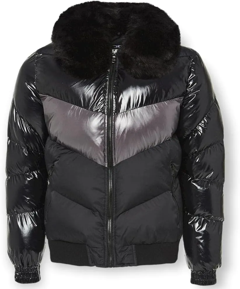 Men Blocked Puffer Jacket_91587 (US, Alpha, 3X-Large, Regular, Regular, Triple Black)