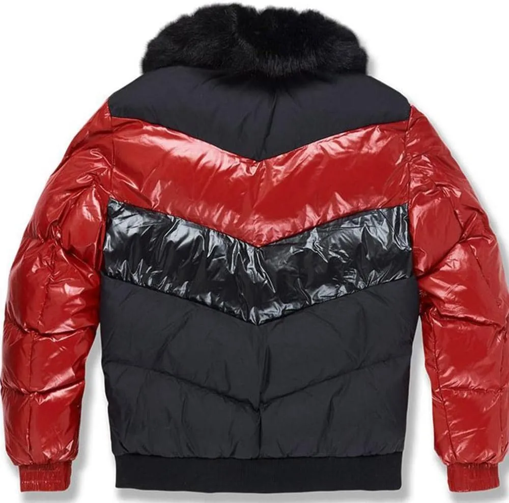 Men Blocked Puffer Jacket(Burgundy)