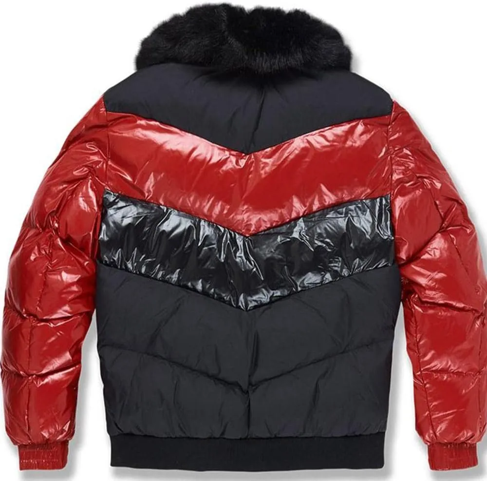 Men Blocked Puffer Jacket(Burgundy)