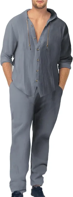 Men's 2 Piece Casual Hooded Suits Outfits for Couples 2025 Summer Beach Vacation Shirts
