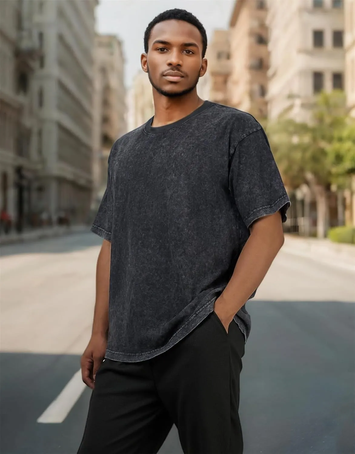 Men's Acid Wash T-Shirts Oversized Unisex T Shirt Cotton Short Sleeve Shirts Casual Tee for Women