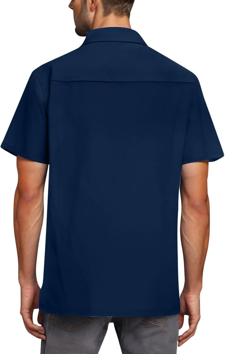 Men's Beach Hippie T-Shirts Summer Fashion Solid Color Lapel Short Sleeve Tops Plus Size Loose Fit Vacation Blouse