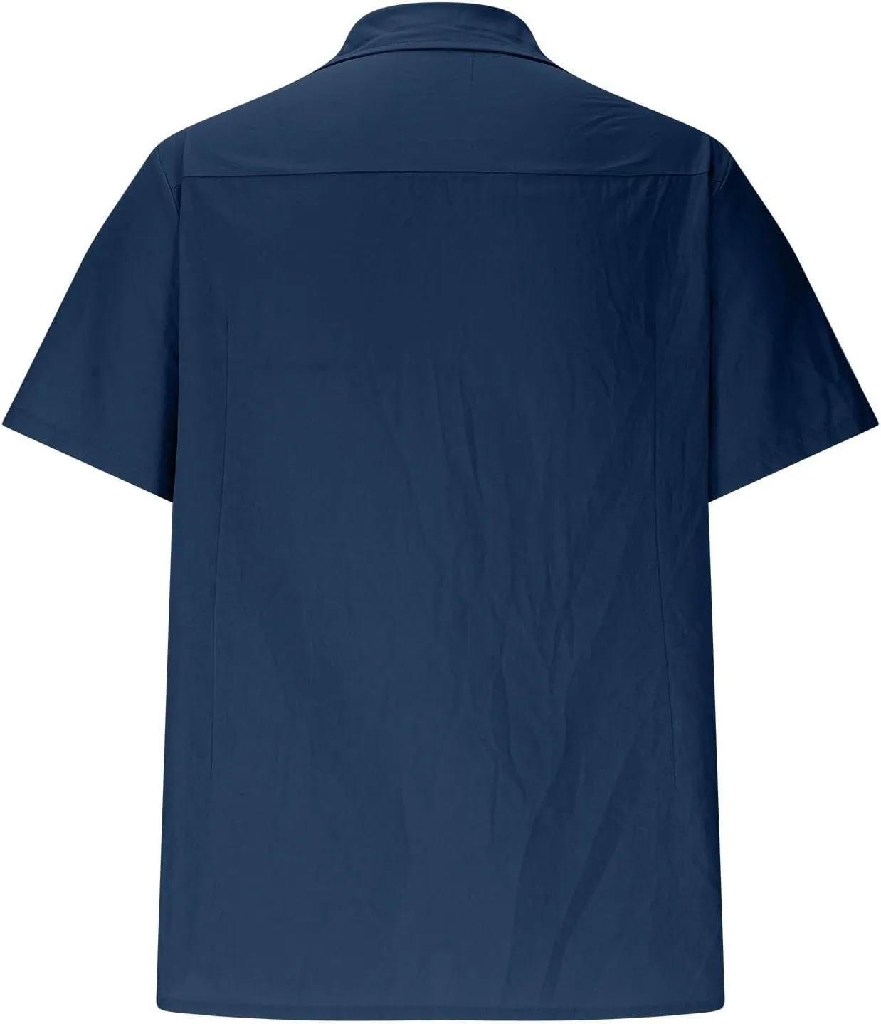Men's Beach Hippie T-Shirts Summer Fashion Solid Color Lapel Short Sleeve Tops Plus Size Loose Fit Vacation Blouse