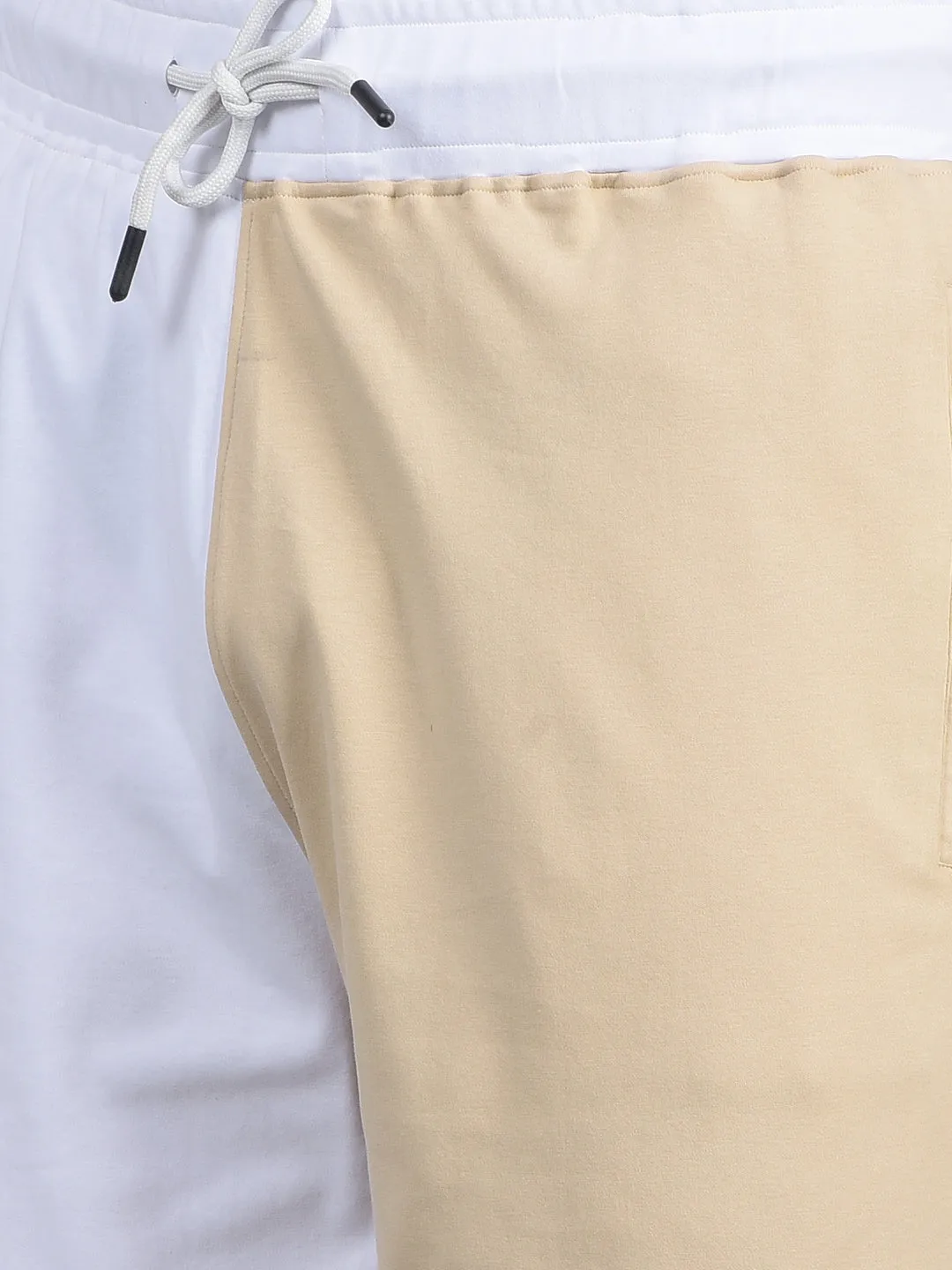 Men's Beige Color-Blocked 100% Cotton Shorts