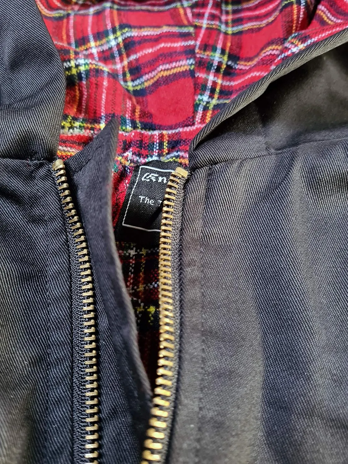Men´s Black Hooded Harrington Jacket Knightsbridge Tartan Lined England Style Slim-Fit