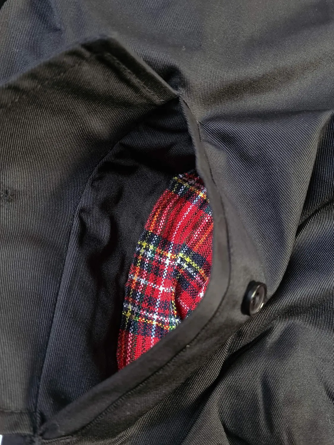 Men´s Black Hooded Harrington Jacket Knightsbridge Tartan Lined England Style Slim-Fit