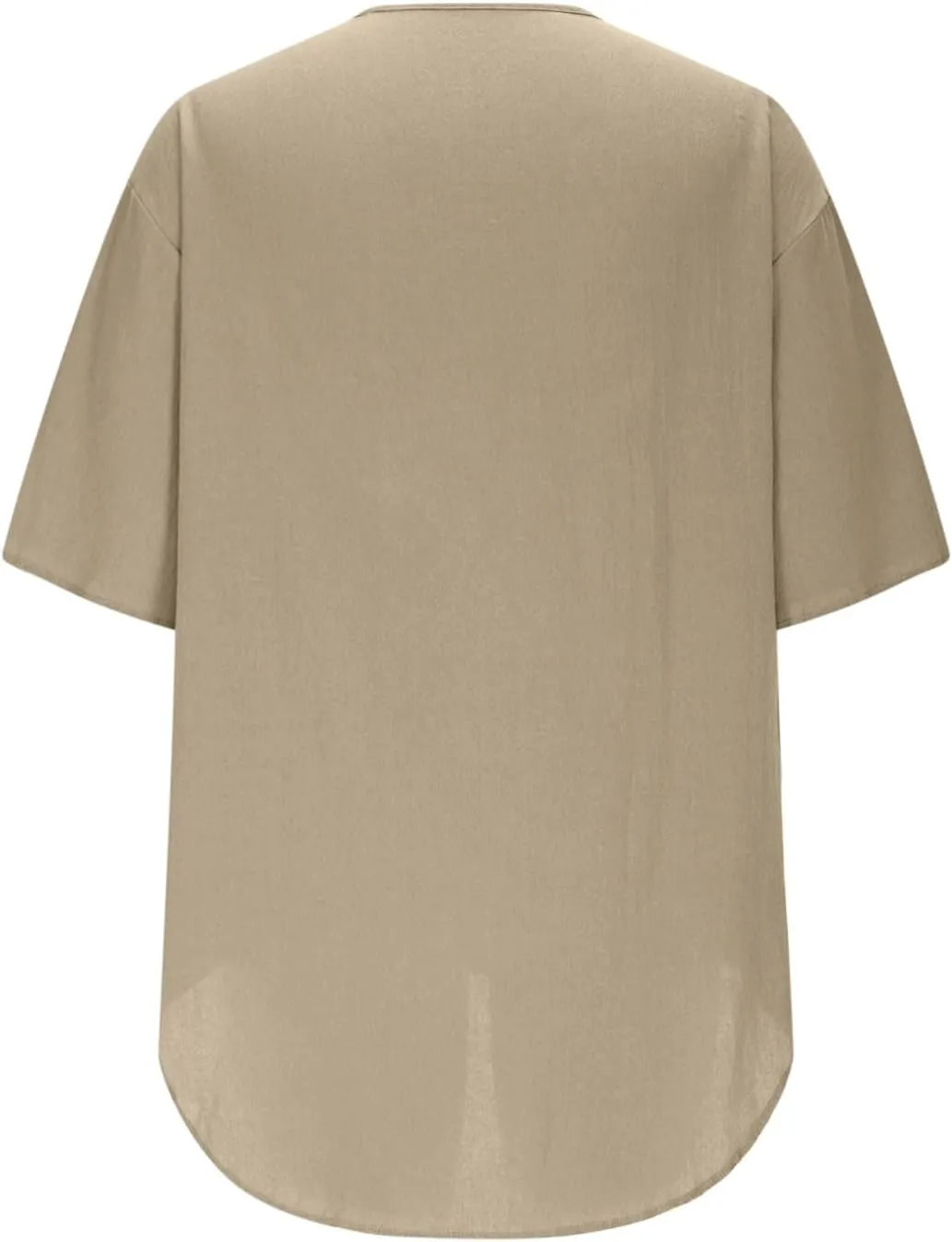 Men's Cotton Linen T-Shirts Summer Solid V Neck Short Sleeve Tunic Tops Casual Fashion Loose Fit Beach Long Blouse