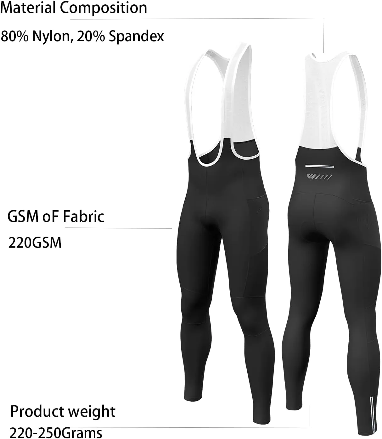 Men's Cycling Bib Pants Padded Bike Cycling Bibs Pants Men Tights with Shoulder Straps 4D Padding Breathable Quick-Dry