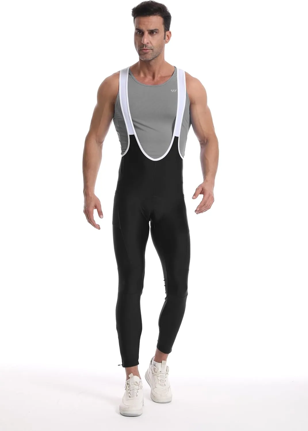 Men's Cycling Bib Pants Padded Bike Cycling Bibs Pants Men Tights with Shoulder Straps 4D Padding Breathable Quick-Dry