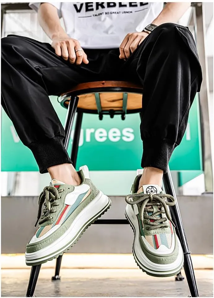 Men's Fashionable Color-Blocked Thick-Soled Casual Sports Shoes with Anti-Slip, wear-Resistant and Soft Soles for Daily Outdoor use