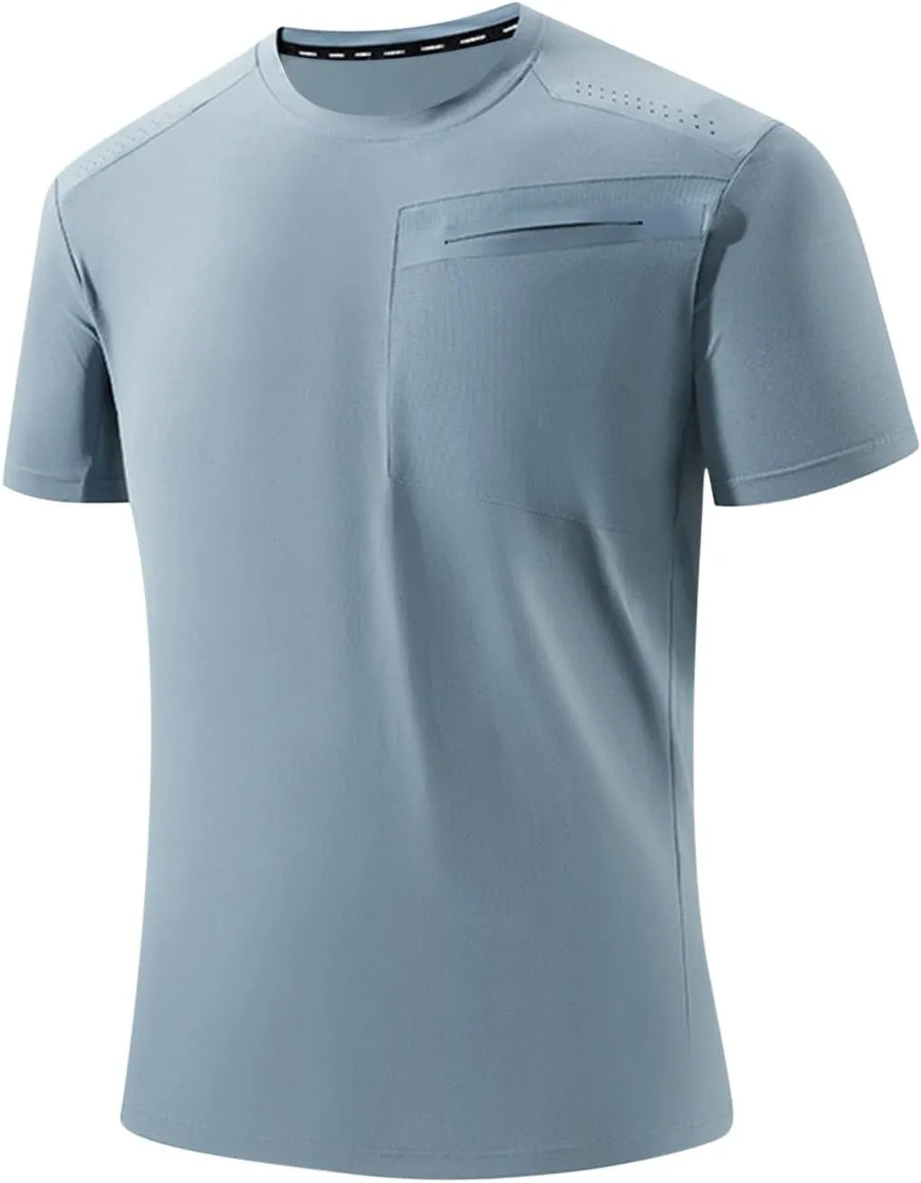 Mens Ice Silk Shirts Summer Lightweight Quick Dry Crewneck Short Sleeve Tees Blouse Casual Moisture Wicking Gym Tops