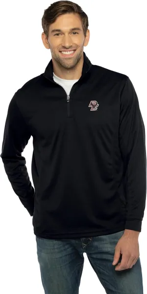 Men's Standard Collegiate Micro Mesh Performance Black 1/4 Zip Pullover