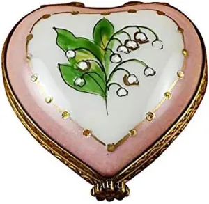 MINI HEART LILY OF THE VALLEY - LIMOGES BOX AUTHENTIC PORCELAIN FIGURINE FROM FRANCE