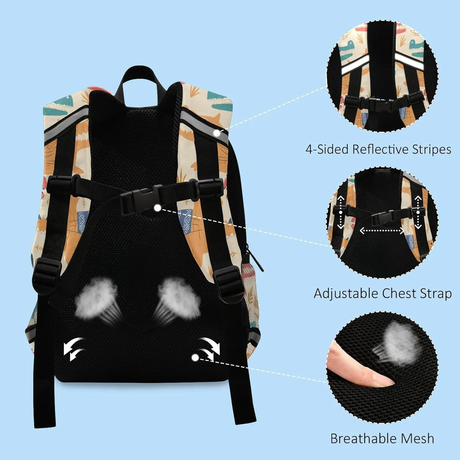 Mini Kindergarten Elementary Kids Backpack Cute Cartoon Crocodile Alligator Cute Travel Outdoor Daypack Bookbag with