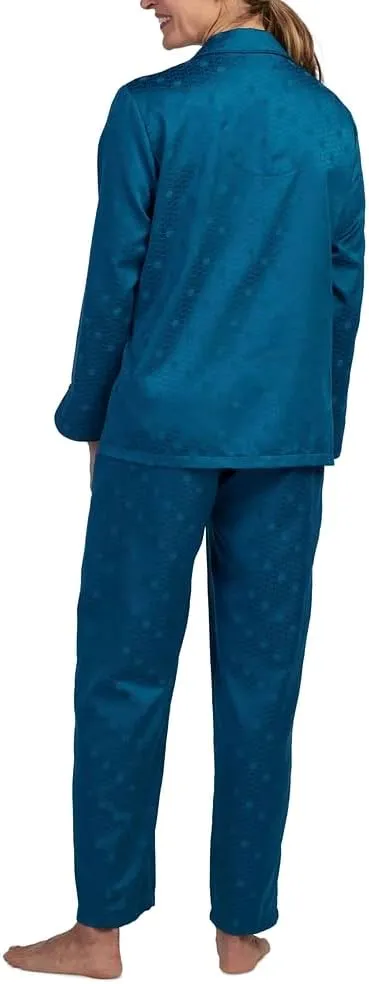 Miss Elaine Pajama Set - Women’s PJ Top and Bottoms Made with Jacquard Brushed Back Satin