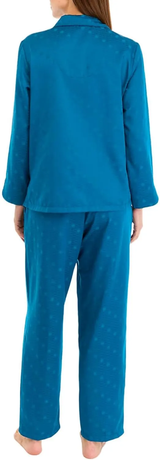 Miss Elaine Pajama Set - Women’s PJ Top and Bottoms Made with Jacquard Brushed Back Satin