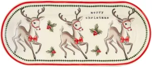 Mud Pie Everything Christmas Plate, Reindeer Vintage, 4" x 9"