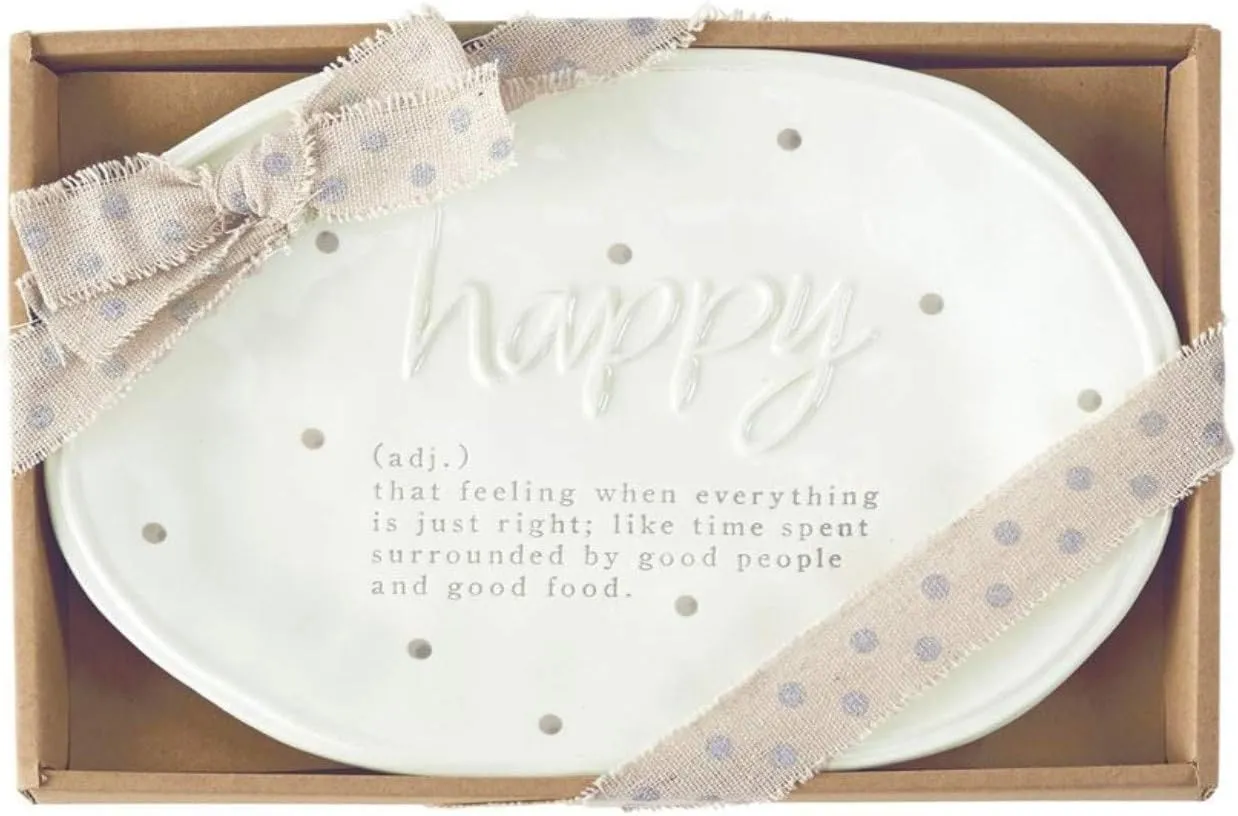 Mud Pie Happy Definition Plate, 7 1/2" x 10 1/2", White