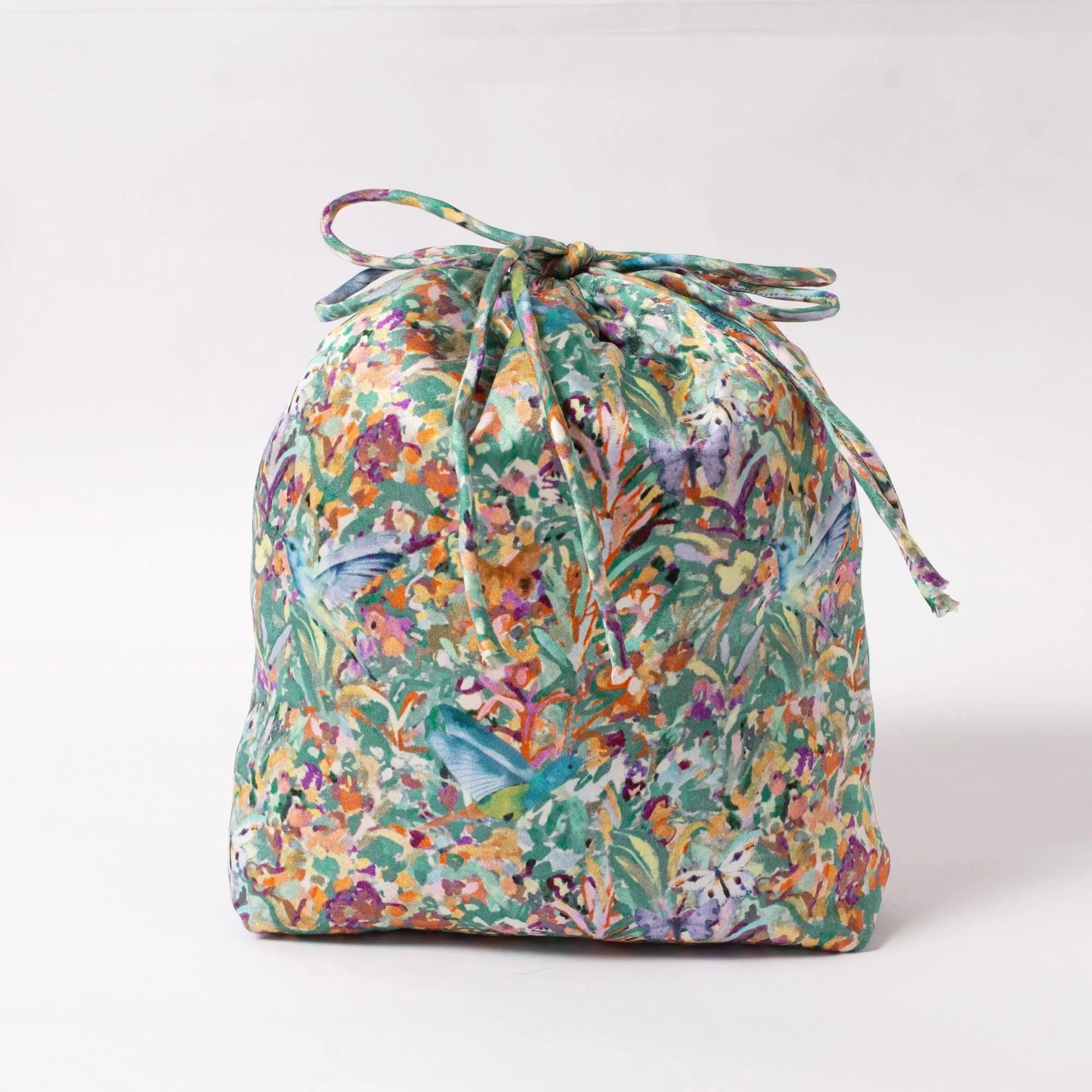 Mulberry silk drawstring bag Flower Field
