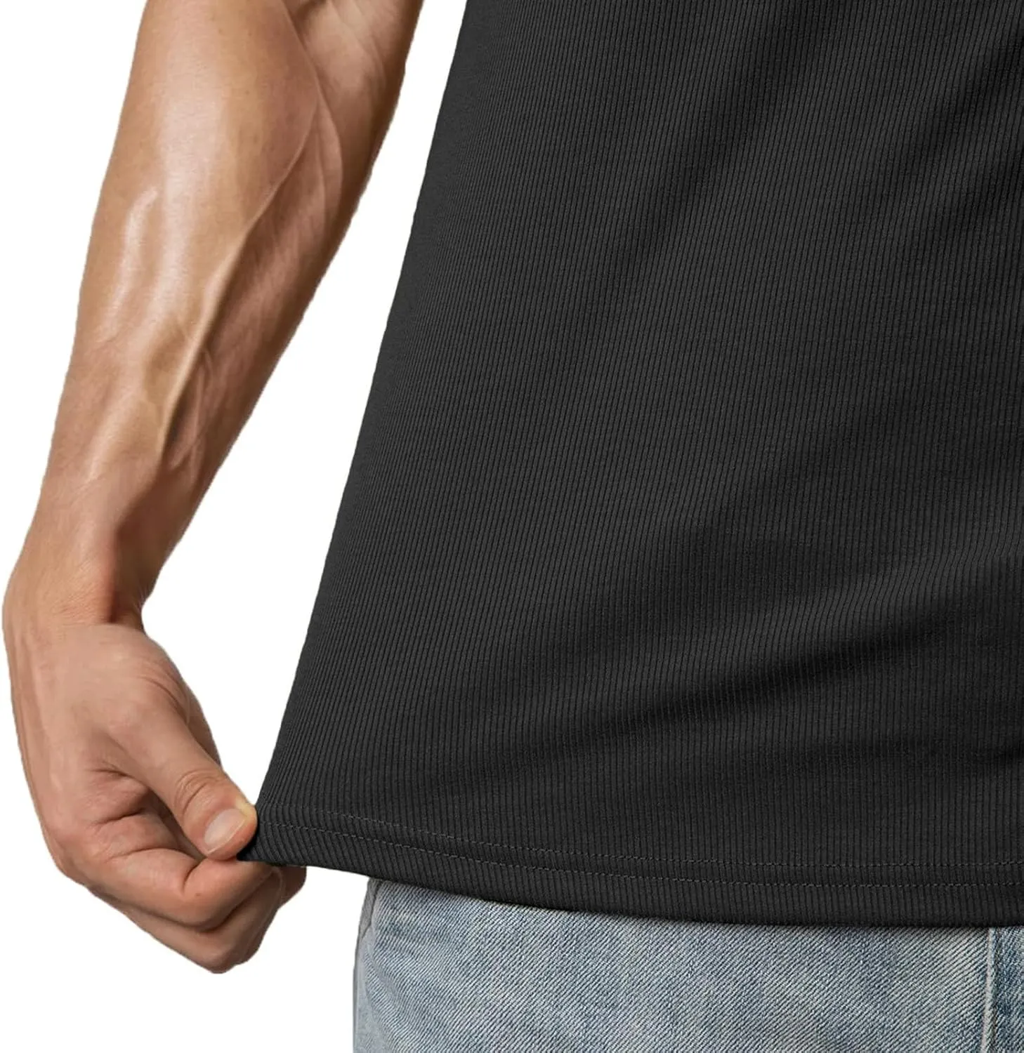 Muscle Tee Shirts for Men Summer Basic Short Sleeve Crew Neck Pullover Tops Casual Ribbed Workout Athletic Blouse