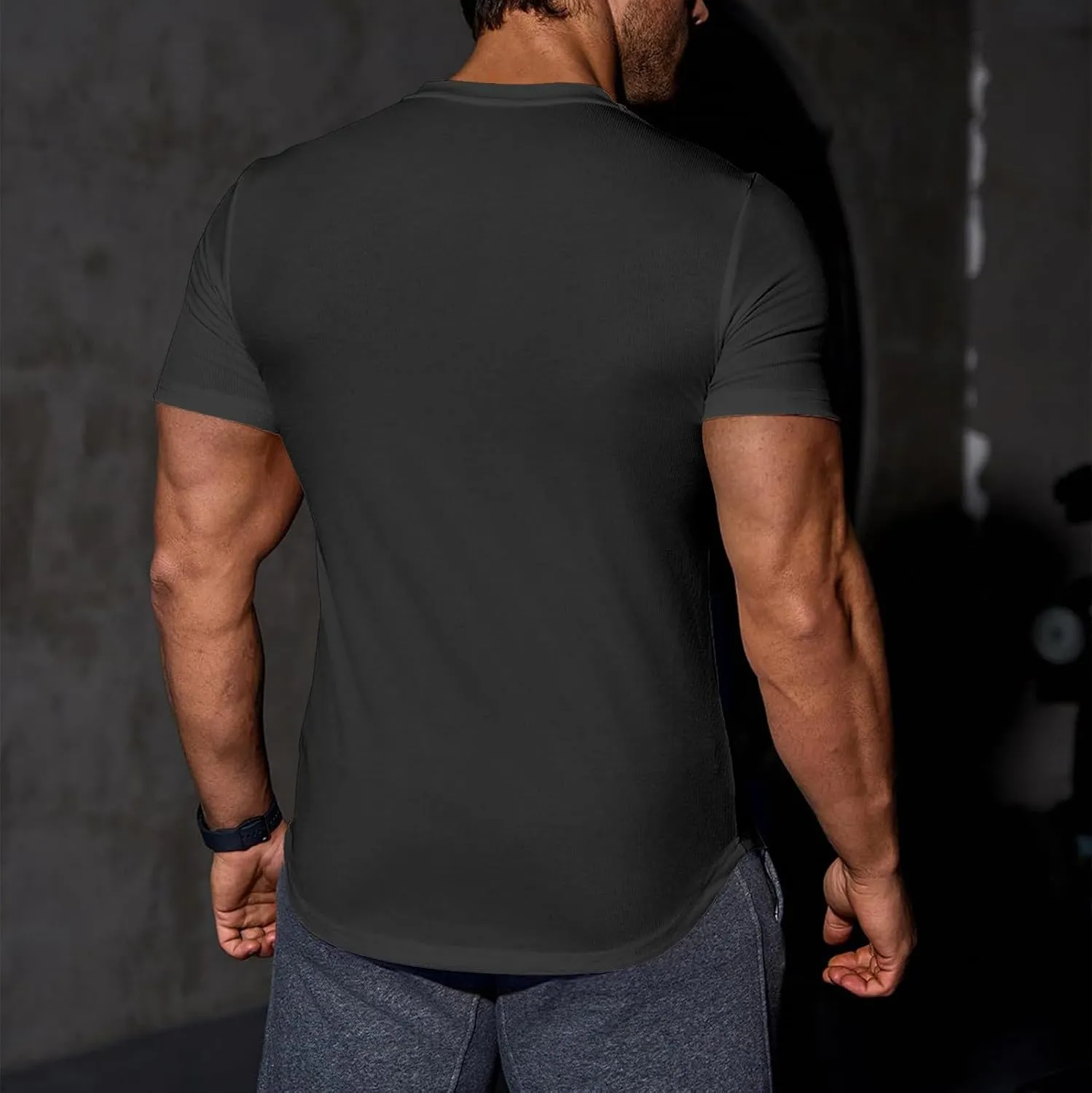 Muscle Tee Shirts for Men Summer Basic Short Sleeve Crew Neck Pullover Tops Casual Ribbed Workout Athletic Blouse