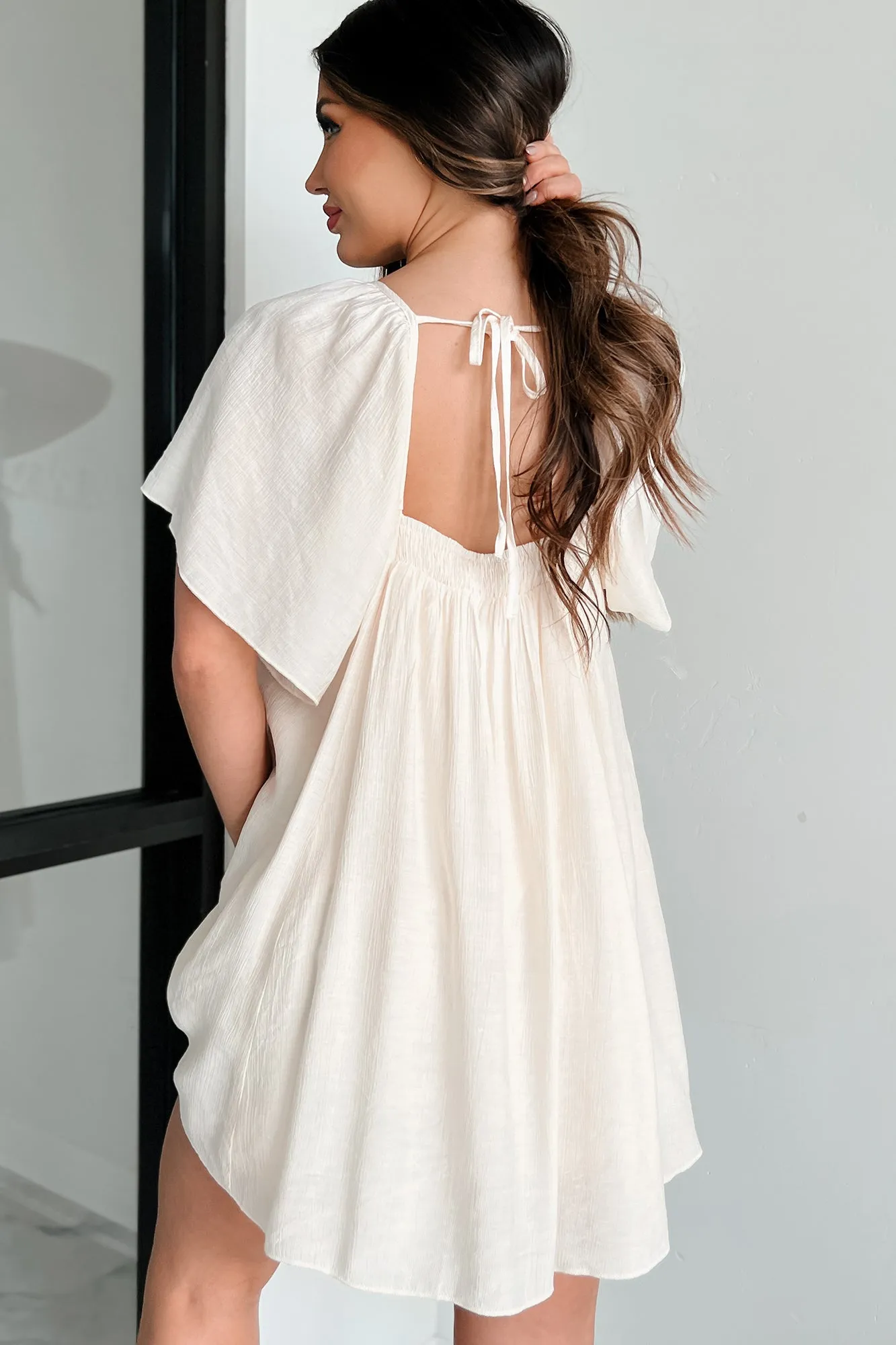 My Summer Canvas Square Neck Babydoll Dress (Cream)