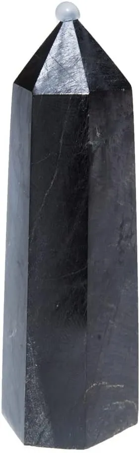 Natural Hand Carved Crystals Stones Tower Wand Black Carbonado Points JITZEGMD (Size : 8-9cm)