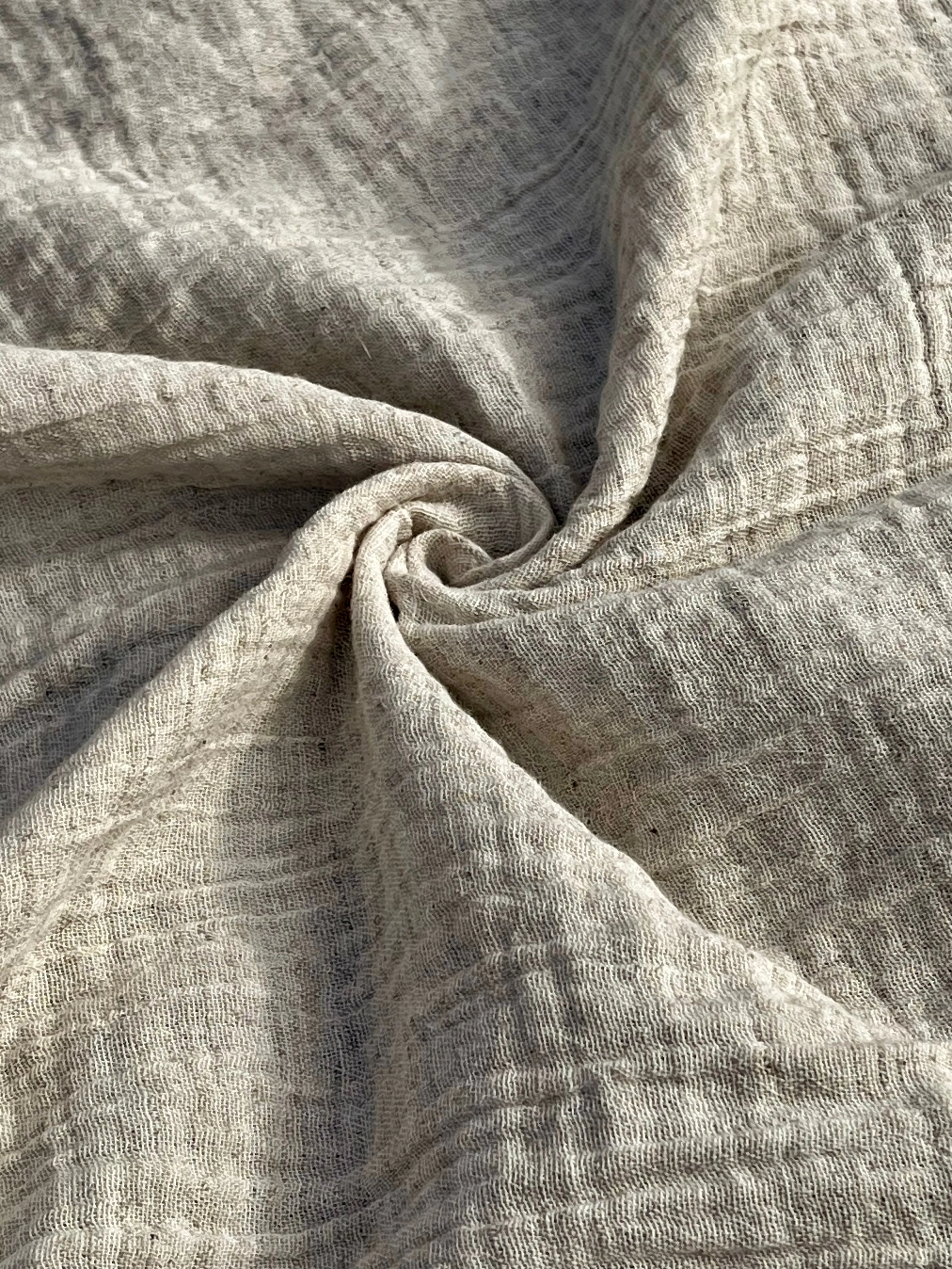 Neutral Hemp Organic Cotton Fabric Double Layer Muslin Fabric.